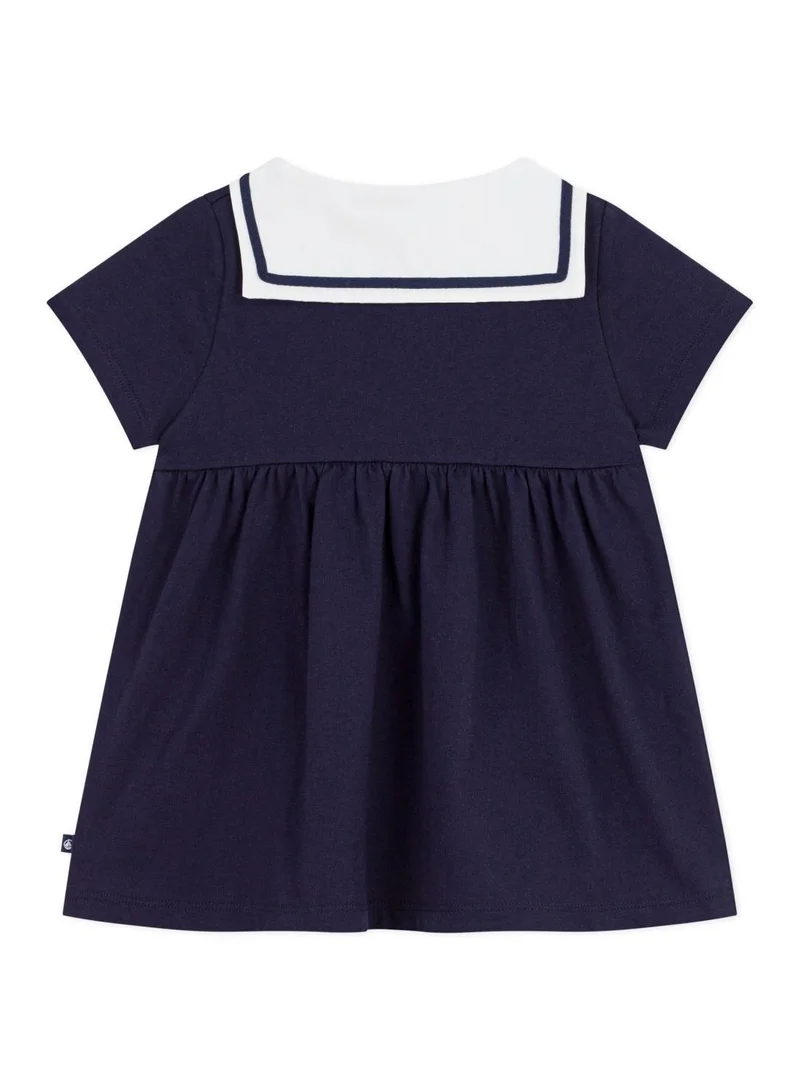 بيتي باتو Babies' short-sleeved plain cotton dress with a sailor collar